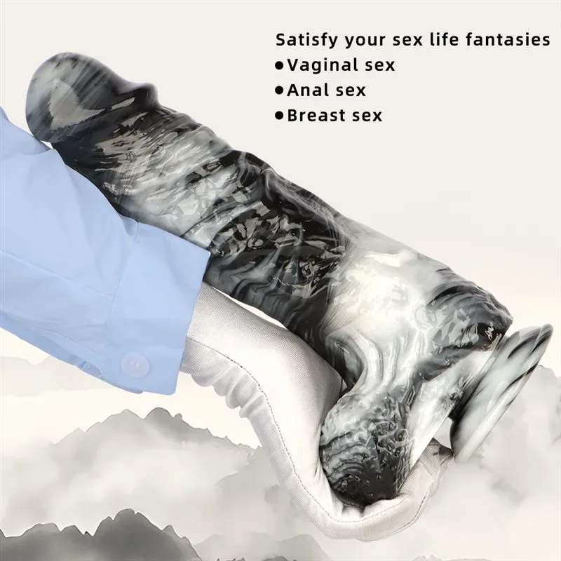 12 Inch Long 2.6 Inch Wide Large Black-and-White PVC Realistic Dildo 4 12 Inch Long 2.6 Inch Wide Large Black-and-White PVC Realistic Dildo 4