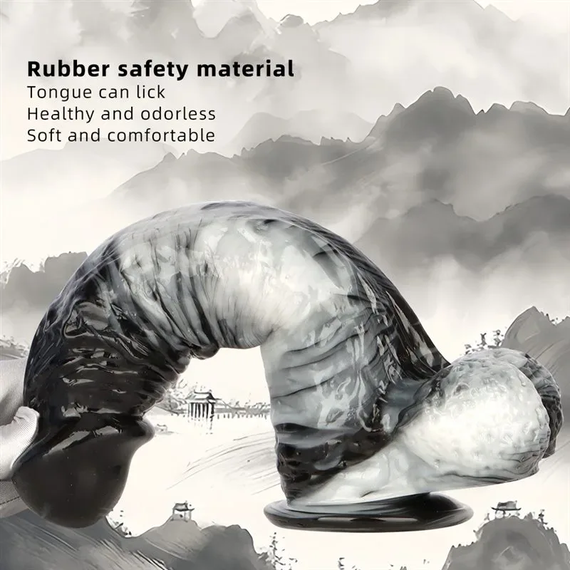 12 Inch Long 2.6 Inch Wide Large Black-and-White PVC Realistic Dildo 5 12 Inch Long 2.6 Inch Wide Large Black-and-White PVC Realistic Dildo 5