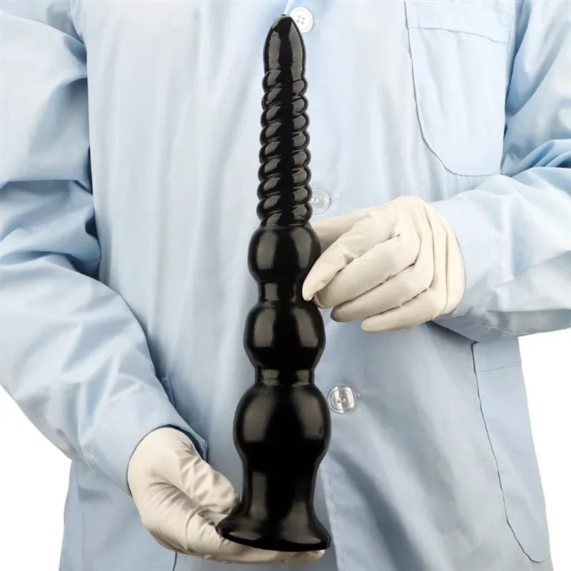 13 IN Big Black Spiral Beaded PVC Anal Dildo Plug 2 13 IN Big Black Spiral Beaded PVC Anal Dildo Plug 2