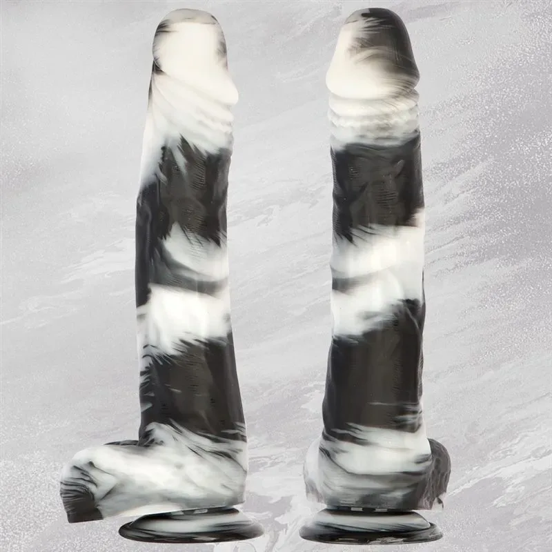 14 Inch Long 2.2 Inch Thickness Black-and-White PVC Realistic Dildo 2 14 Inch Long 2.2 Inch Thickness Black-and-White PVC Realistic Dildo 2