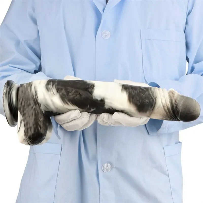 14 Inch Long 2.2 Inch Thickness Black-and-White PVC Realistic Dildo 9 14 Inch Long 2.2 Inch Thickness Black-and-White PVC Realistic Dildo 9