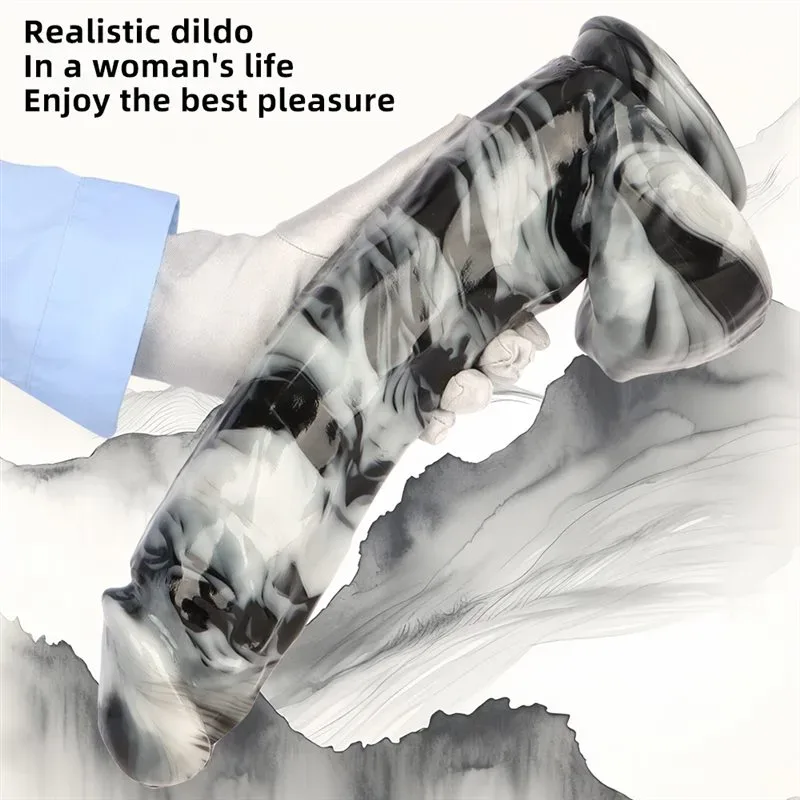 14 Inch Long 2.7 Inch Wide Giant Black-and-White PVC Realistic Dildo 4 14 Inch Long 2.7 Inch Wide Giant Black-and-White PVC Realistic Dildo 4