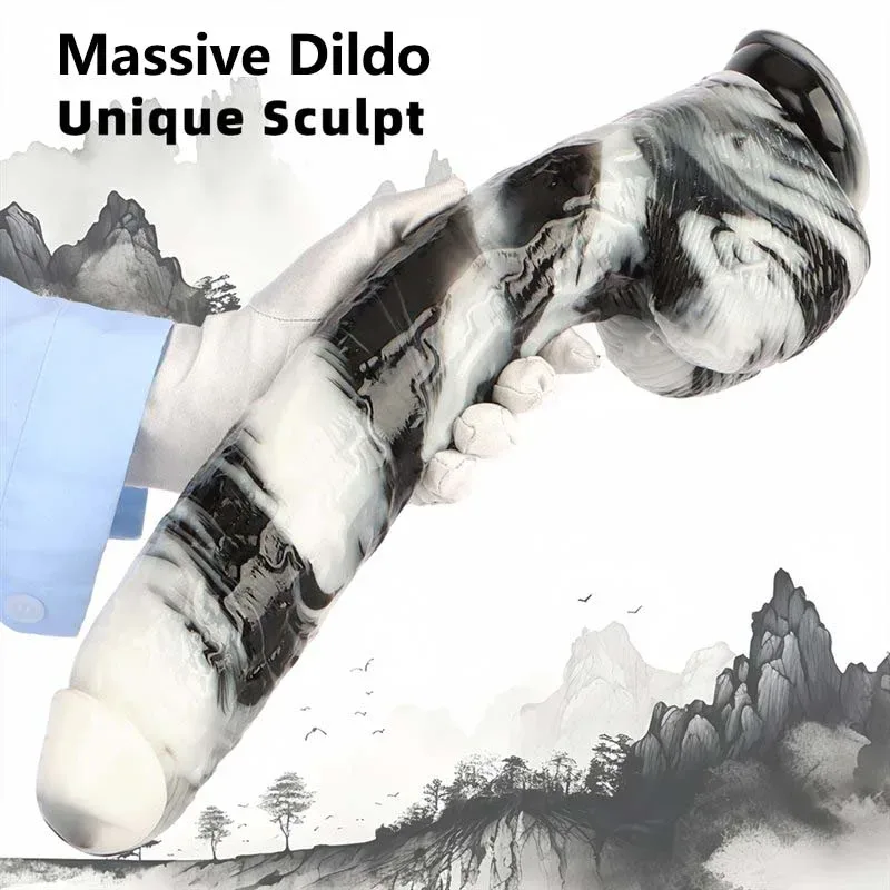 15.5 Inch Extra Long 2.5 Inch Thickness Massive Black-and-White PVC Dildo 3 15.5 Inch Extra Long 2.5 Inch Thickness Massive Black-and-White PVC Dildo 3