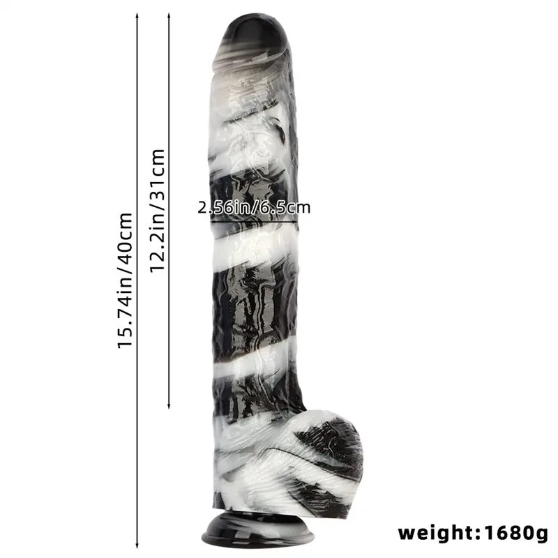 15.5 Inch Extra Long 2.5 Inch Thickness Massive Black-and-White PVC Dildo 1 15.5 Inch Extra Long 2.5 Inch Thickness Massive Black-and-White PVC Dildo 1