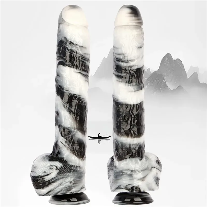 15.5 Inch Extra Long 2.5 Inch Thickness Massive Black-and-White PVC Dildo 2 15.5 Inch Extra Long 2.5 Inch Thickness Massive Black-and-White PVC Dildo 2