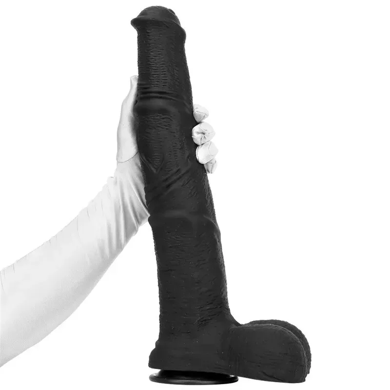 16 Inch Oversized Black Horse Dildo Liquid Silicone Animal Penis - Image 1