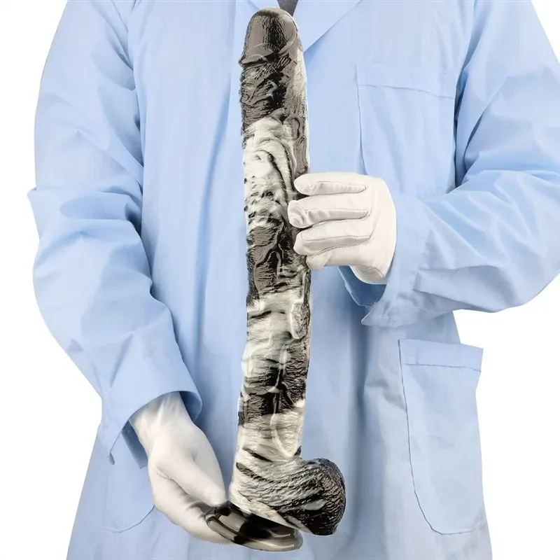 17 Inch Extra Long 2 Inch Wide Black-and-White PVC Realistic Dildo 7 17 Inch Extra Long 2 Inch Wide Black-and-White PVC Realistic Dildo 7