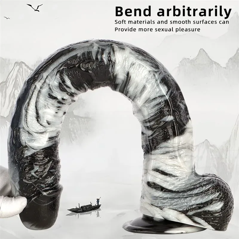 17 Inch Extra Long 2 Inch Wide Black-and-White PVC Realistic Dildo 5 17 Inch Extra Long 2 Inch Wide Black-and-White PVC Realistic Dildo 5