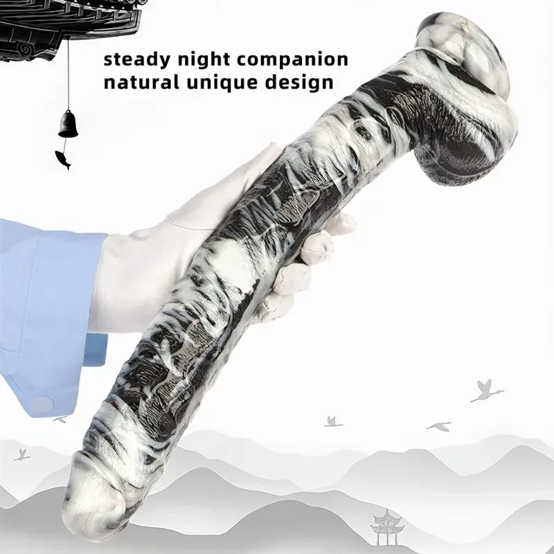 17 Inch Extra Long 2 Inch Wide Black-and-White PVC Realistic Dildo 4 17 Inch Extra Long 2 Inch Wide Black-and-White PVC Realistic Dildo 4