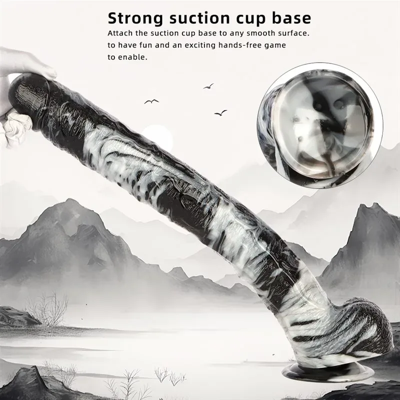 17 Inch Extra Long 2 Inch Wide Black-and-White PVC Realistic Dildo 6 17 Inch Extra Long 2 Inch Wide Black-and-White PVC Realistic Dildo 6