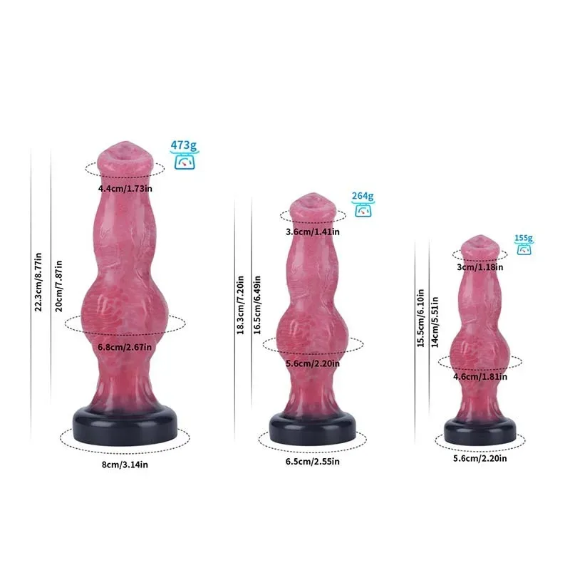 6/7/8.5 Inch Silicone Dog Knot Dildo Fantasy Animal Sex Toy 1