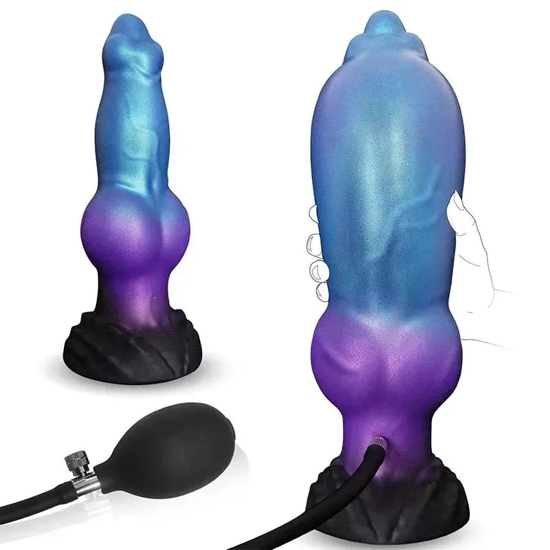 8 Inch Inflatable Dog Knot Dildo Fantasy Anal Plug - Image 1