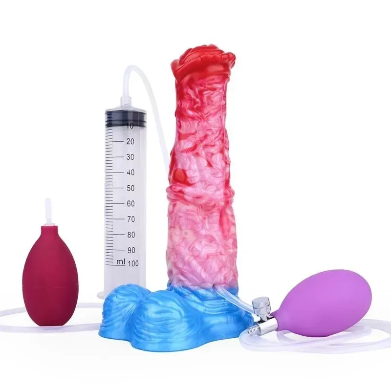 8.5 Inch Inflatable and Ejaculating Horse Dildo Silicone Animal Penis - Image 1