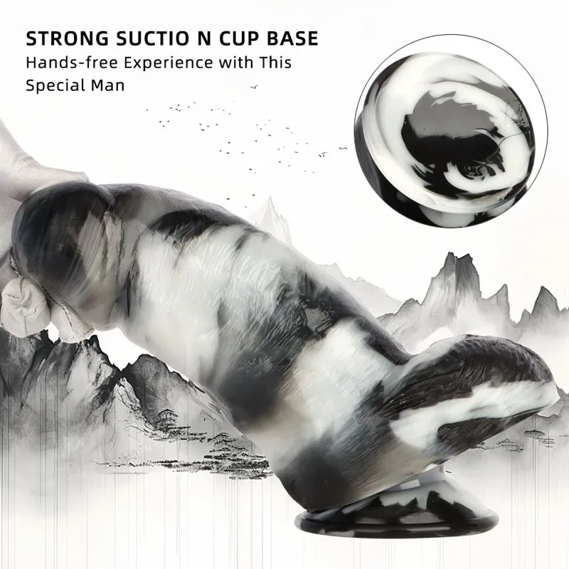 9.5 Inch Long 2.9 Inch Wide Big Firmness Black-and-White PVC Realistic Dildo 6 9.5 Inch Long 2.9 Inch Wide Big Firmness Black-and-White PVC Realistic Dildo 6