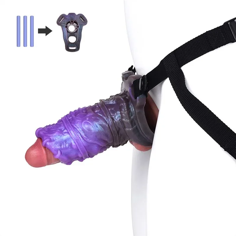 5 Inch Strap On Hollow Penis Sleeve Silicone Alien Cock Extension - Image 1