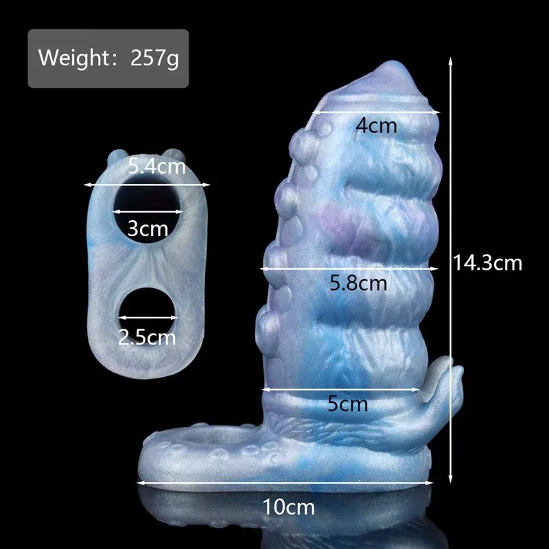 5.6 IN Blue Alien Penis Sleeve Soft Silicone Cock Sheath 1 5.6 IN Blue Alien Penis Sleeve Soft Silicone Cock Sheath 1