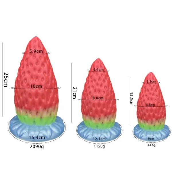 6/8/9.5 Inch Big Strawberry Butt Plug Silicone Anal Toys - Image 2