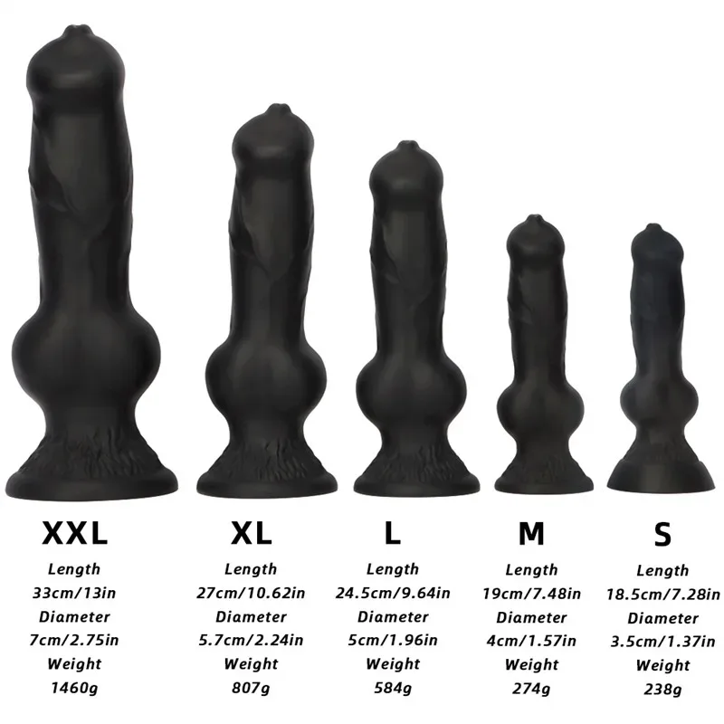 7/7.5/9.5/10/13 Inch Black Knotted Dog Dildo Big Animal Penis 1
