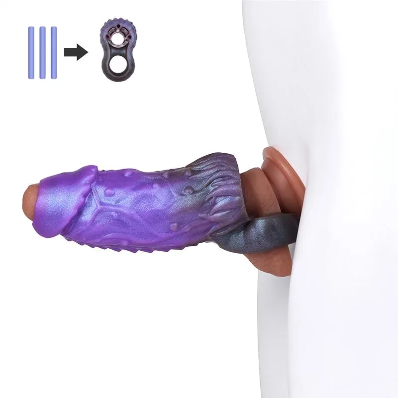 5.7 IN Open Headed Dragon Cock Sleeve with 3 Build-In Skeleton - Image 1