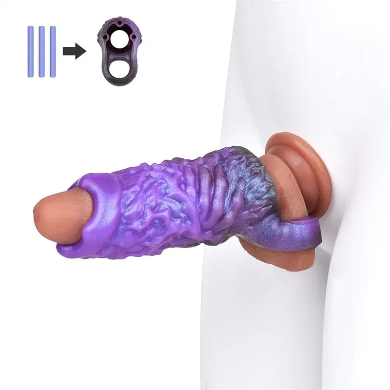 5.7 Inch Open Headed Monster Cock Sleeve with 3 Build-In Skeleton - Image 1