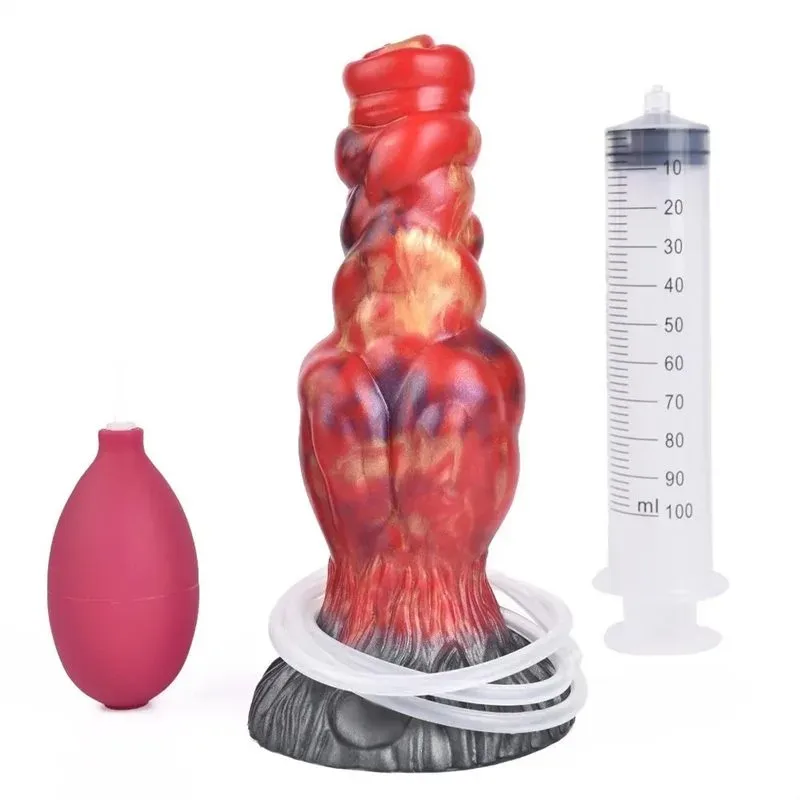 7.5 Inch Ejaculating Dog Dildo Big Knot Squirting Werewolf Penis - Image 1