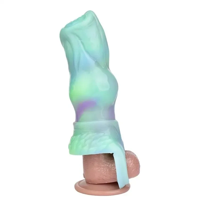 5.3/6.5 Inch Luminous Silicone Knot Sleeve Fantasy Penis Extension - Image 1