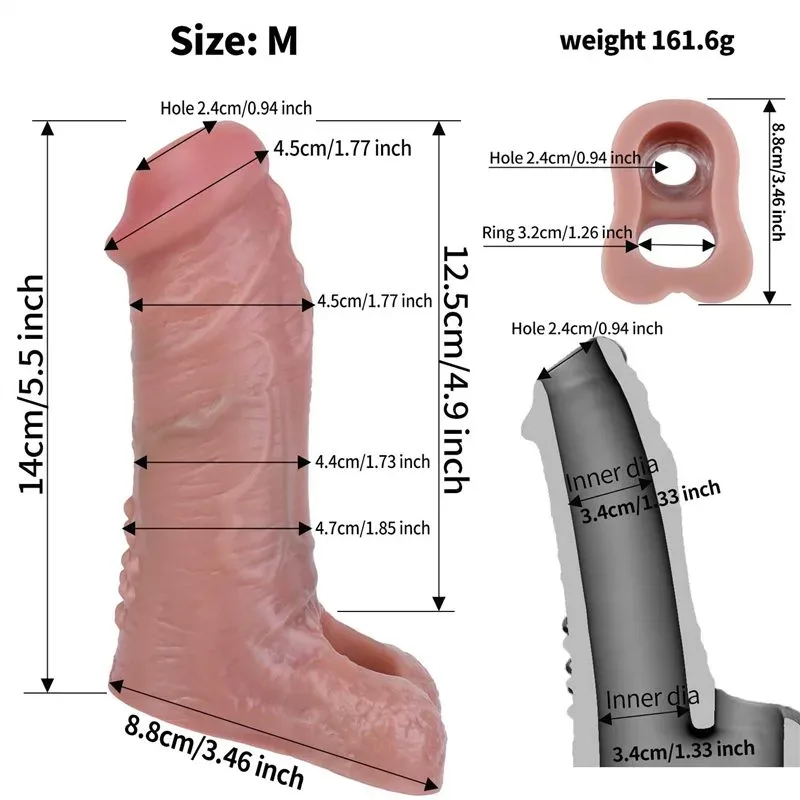 4.9/5.5 Inch Open Tip Soft & Stretchy Real Feel Penis Sleeve 2 4.9/5.5 Inch Open Tip Soft & Stretchy Real Feel Penis Sleeve 2