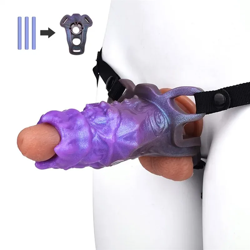 5 Inch Strap On Beast Penis Sleeve Liquid Silicone Exotic Cock Extender - Image 1