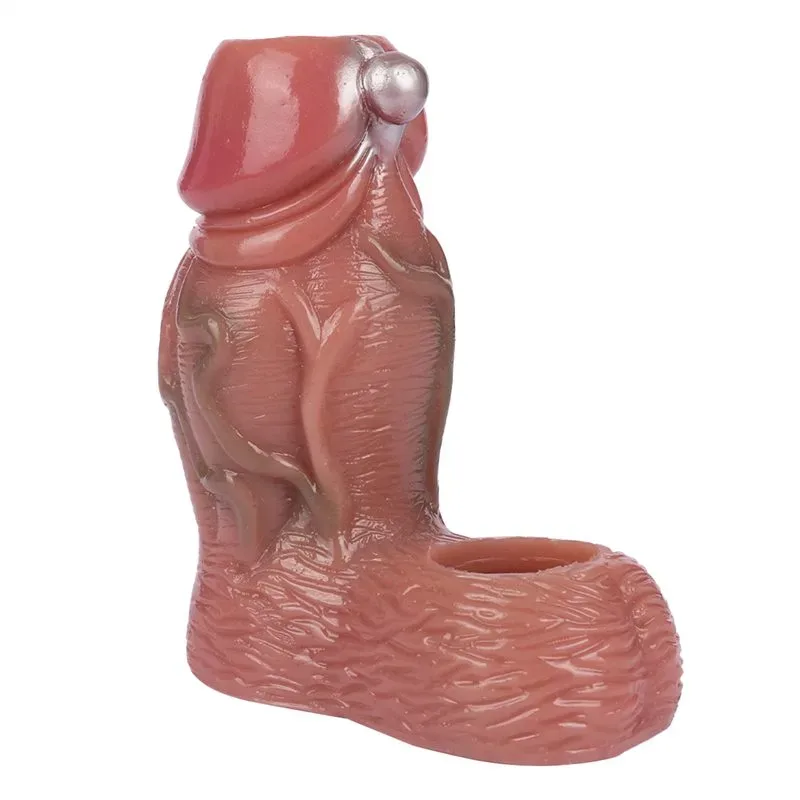 Open Tip Fat Penis Sheath Soft Silicone Cock Sleeve (20) 4.5 Inch Open Tip Fat Silicone Realistic Penis Enhancer Toy - Image 1