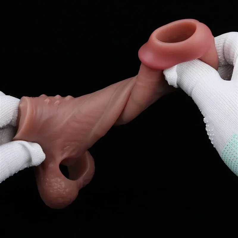 4.9/5.5 Inch Open Tip Soft & Stretchy Real Feel Penis Sleeve 10 4.9/5.5 Inch Open Tip Soft & Stretchy Real Feel Penis Sleeve 10