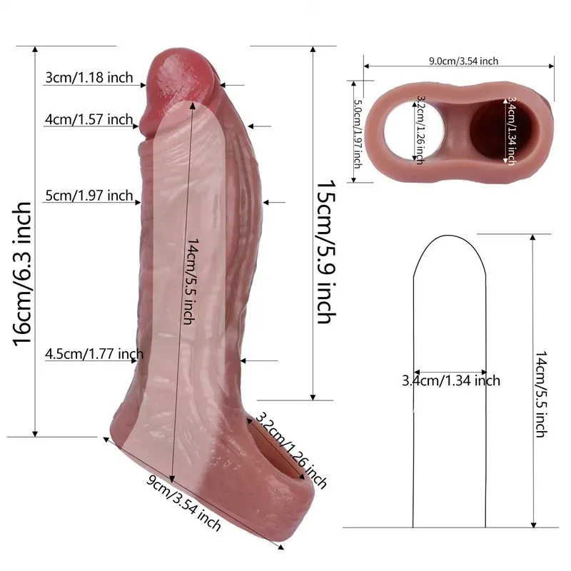 6.3 Inch Real Penis Extension Soft Silicone Cock Sleeve 1 6.3 Inch Real Penis Extension Soft Silicone Cock Sleeve 1