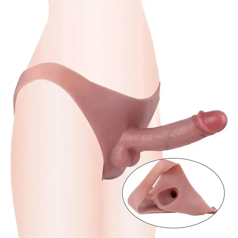 Silicone Realistic Hollow Penis Pants High Elastic Wearable Cock Sleeve - Image 1
