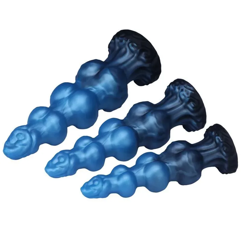 7.5/8.5/10.5 Inch Triple Knots Dildo Silicone Fantasy Anal Plug 2