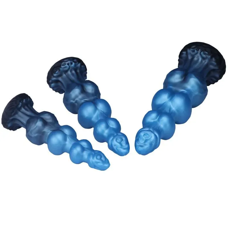 7.5/8.5/10.5 Inch Triple Knots Dildo Silicone Fantasy Anal Plug 3