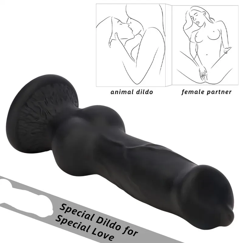 7/7.5/9.5/10/13 Inch Black Knotted Dog Dildo Big Animal Penis 3