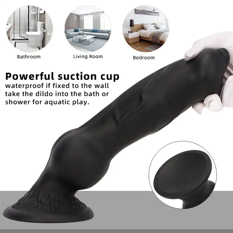 7/7.5/9.5/10/13 Inch Black Knotted Dog Dildo Big Animal Penis 6