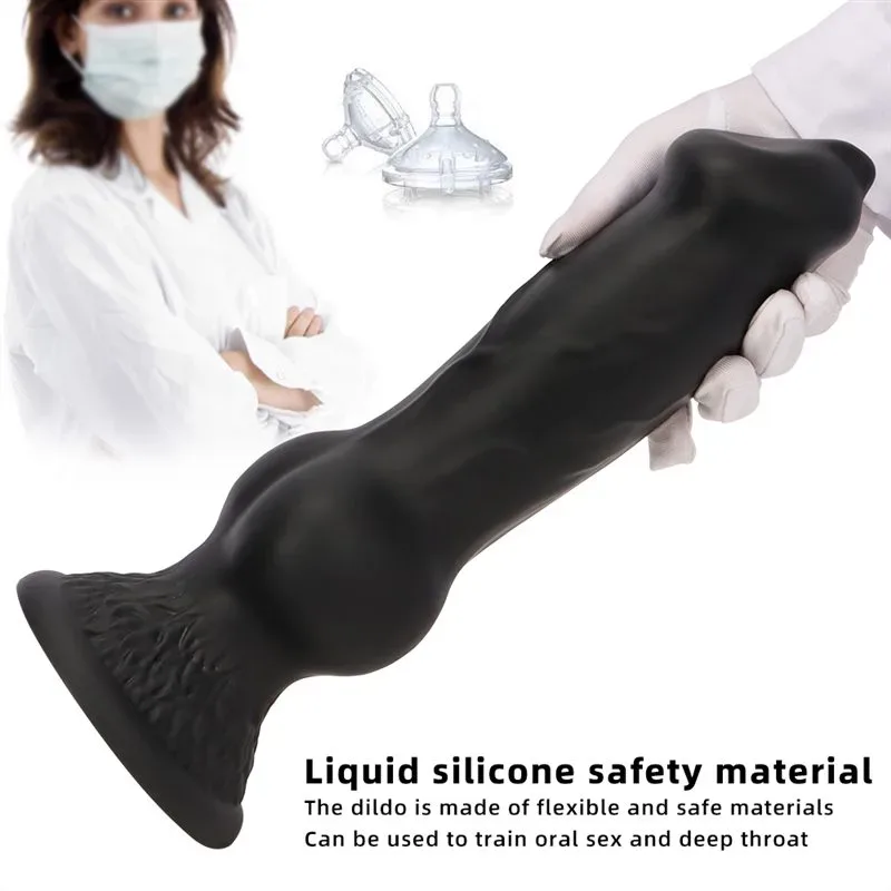 7/7.5/9.5/10/13 Inch Black Knotted Dog Dildo Big Animal Penis 4