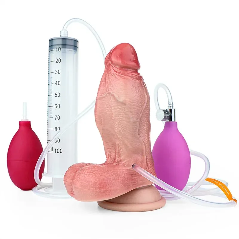 5.7 IN Short Thickness Ejaculating and Inflatable Real Life Dildo - Image 1