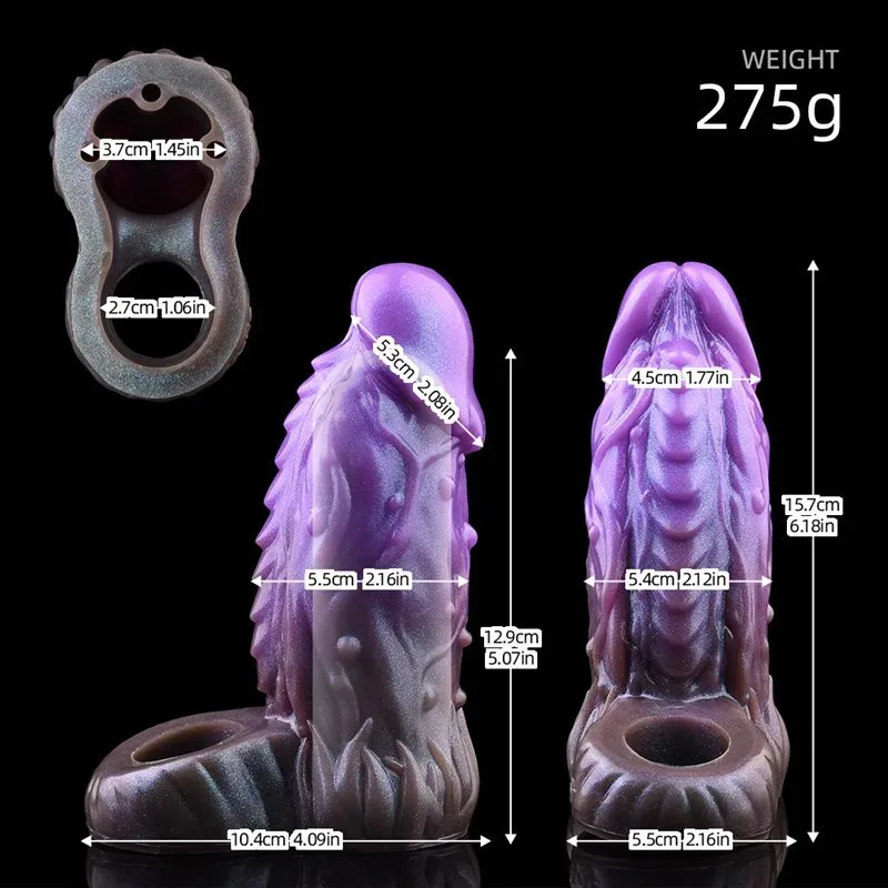 6 IN Purple Dragon Sleeve Thick Penis Cover with 3 Build-In Skeleton 1 6 IN Purple Dragon Sleeve Thick Penis Cover with 3 Build-In Skeleton 1