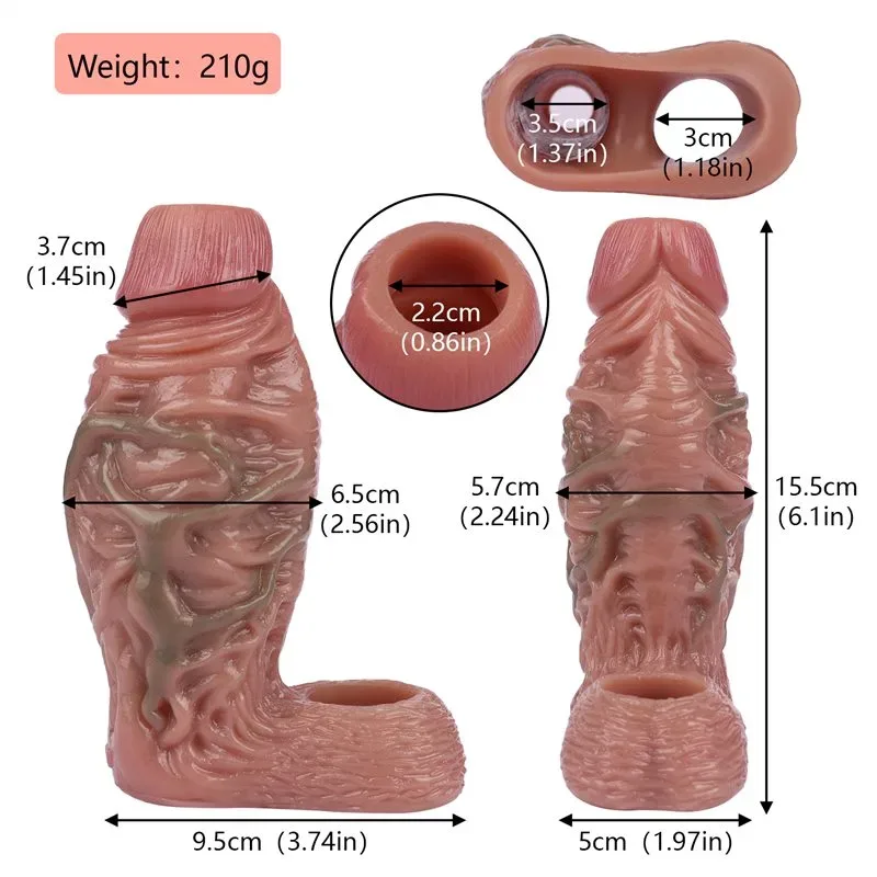 6.1 Inch Open Head Thick Penis Extender Realistic Feel Cock Sleeve 1 6.1 Inch Open Head Thick Penis Extender Realistic Feel Cock Sleeve 1