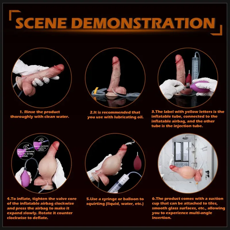 7.8 IN Ejaculating and Inflatable Textured Silicone Dildo 11 7.8 IN Ejaculating and Inflatable Textured Silicone Dildo 11