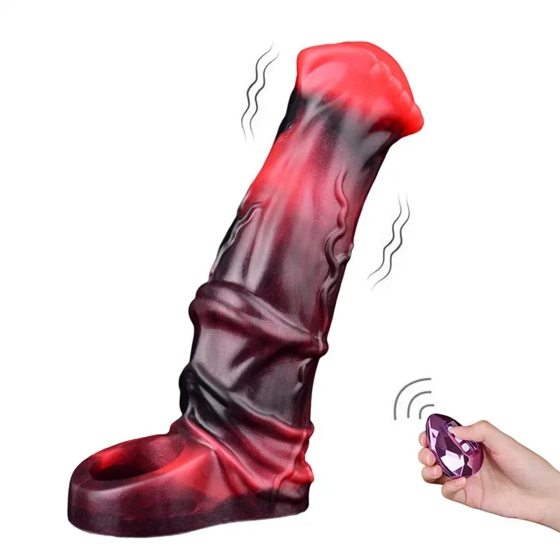 6/7.2 IN Vibrating Horse Cock Sleeve Fantasy Silicone Penis Sheath - Image 1