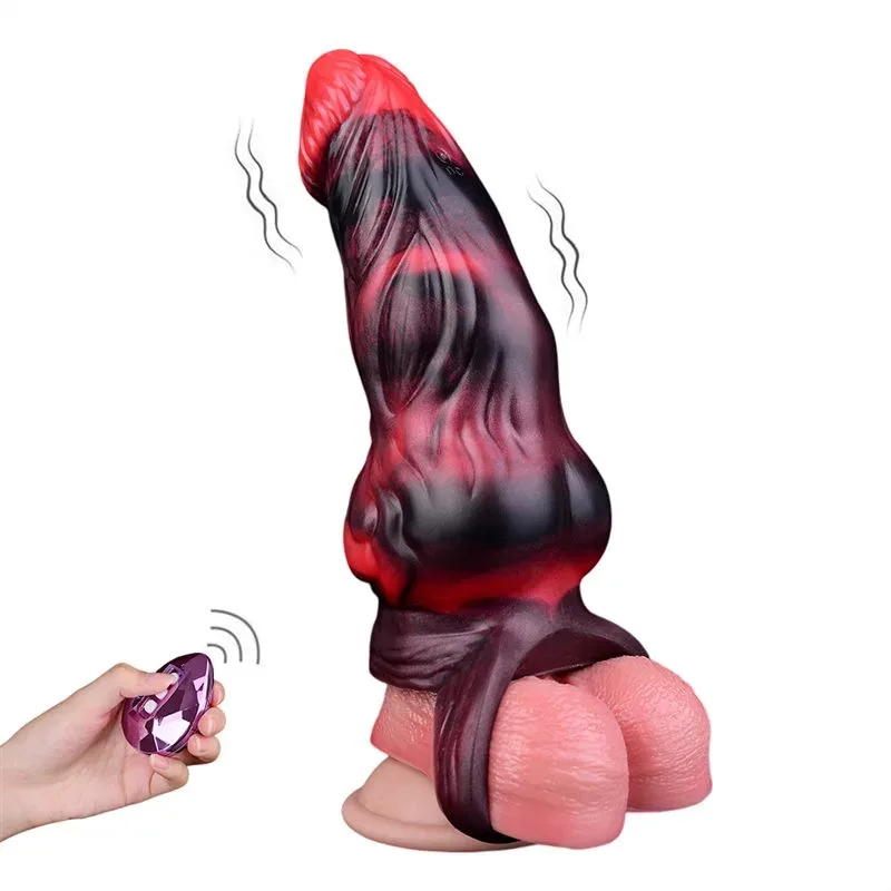 5.9/7.2 IN Vibrating Knot Penis Extender Silicone Fantasy Sleeve Toy - Image 1