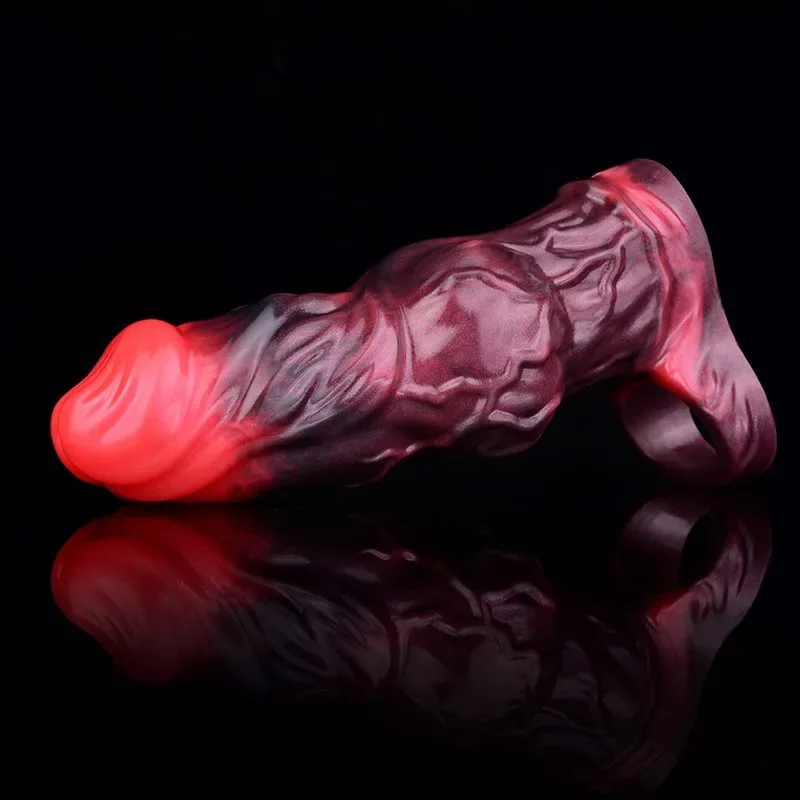 5.9 IN Vibrating Dog Knot Cock Sleeve Silicone Canine Penis Sheath 9 5.9 IN Vibrating Dog Knot Cock Sleeve Silicone Canine Penis Sheath 9