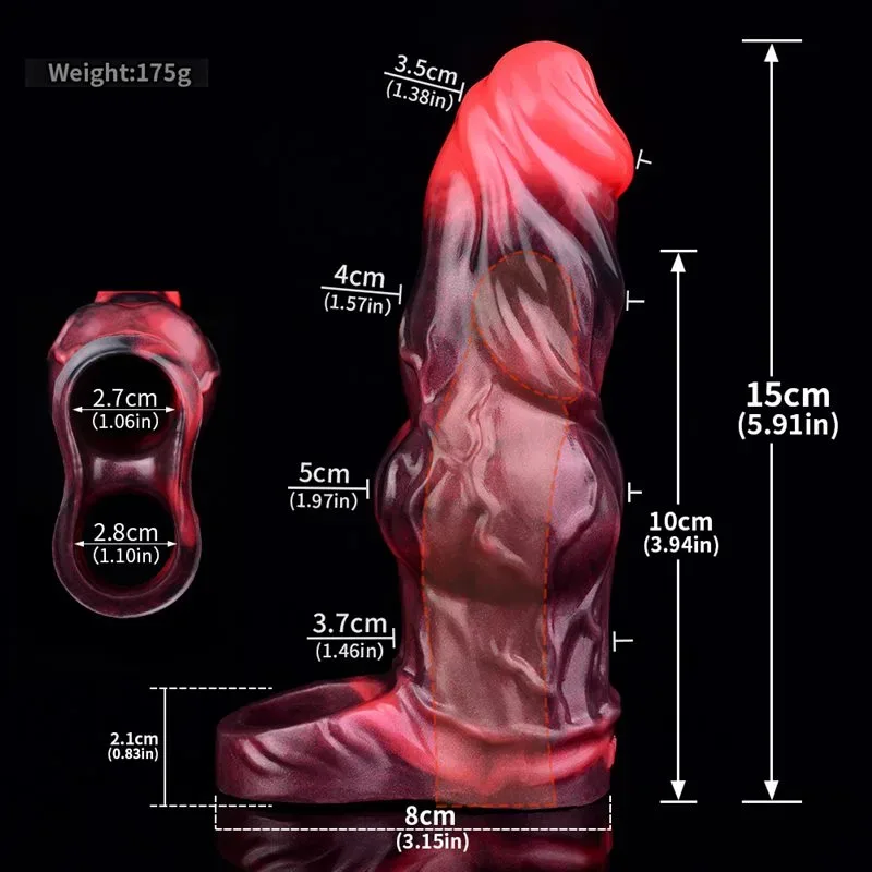 5.9 IN Vibrating Dog Knot Cock Sleeve Silicone Canine Penis Sheath 1 5.9 IN Vibrating Dog Knot Cock Sleeve Silicone Canine Penis Sheath 1