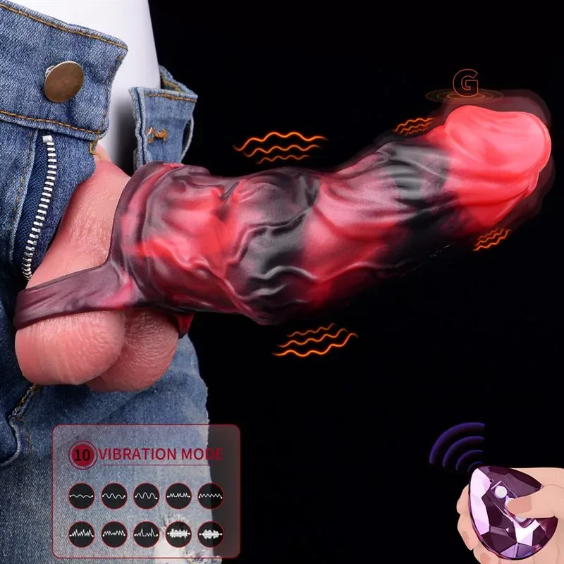 5.9 IN Vibrating Dog Knot Cock Sleeve Silicone Canine Penis Sheath 2 5.9 IN Vibrating Dog Knot Cock Sleeve Silicone Canine Penis Sheath 2