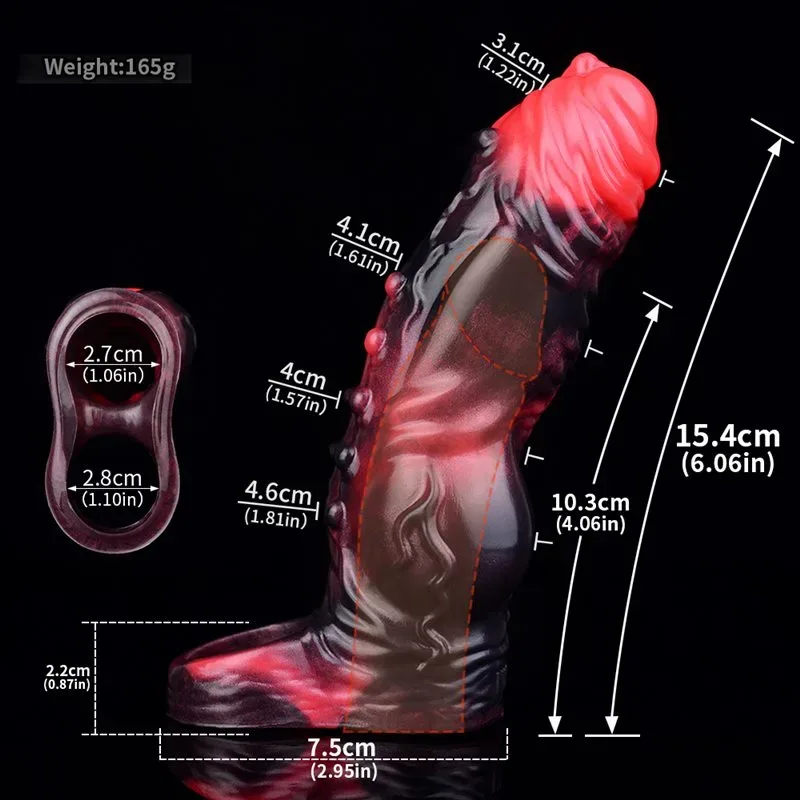6 IN Vibrating Exotic Cock Sleeve Fantasy Silicone Knot Sheath Sex Toy 1 6 IN Vibrating Exotic Cock Sleeve Fantasy Silicone Knot Sheath Sex Toy 1