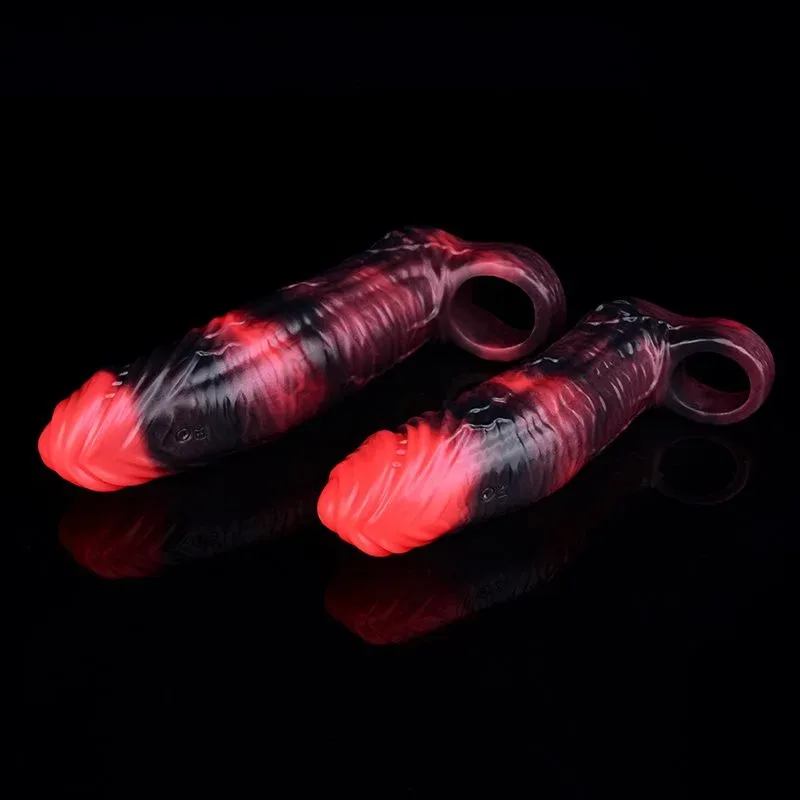 6/7 IN Vibrating Textured Penis Sleeve Fantasy Silicone Cock Sheath 9 6/7 IN Vibrating Textured Penis Sleeve Fantasy Silicone Cock Sheath 9