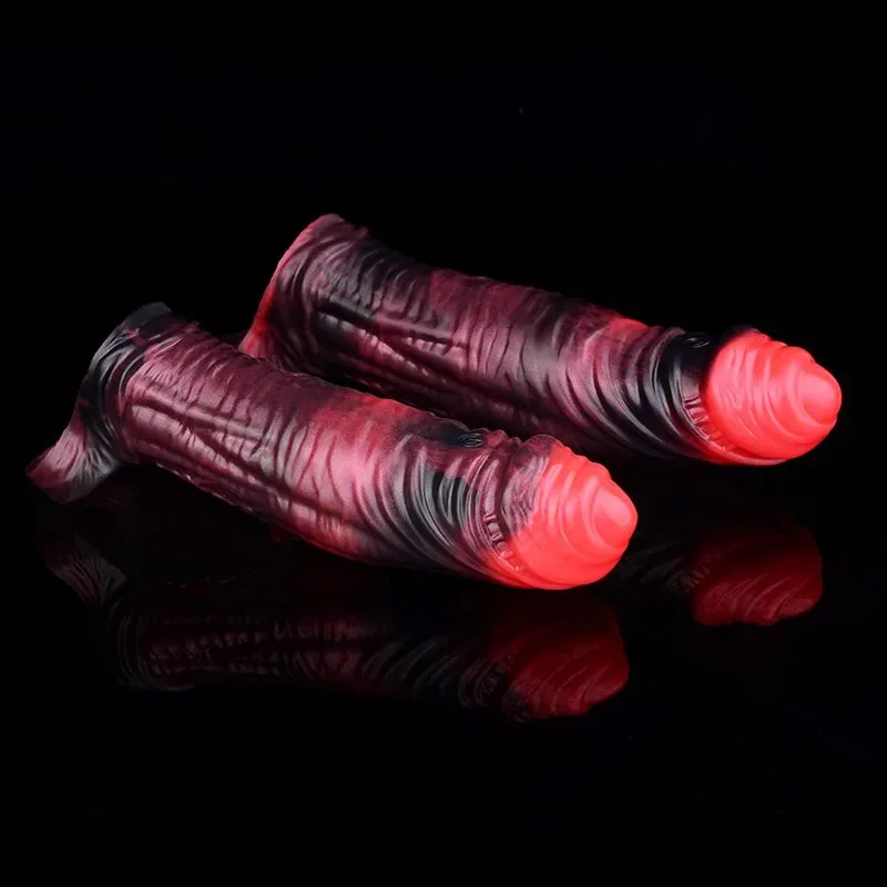 6/7 IN Vibrating Textured Penis Sleeve Fantasy Silicone Cock Sheath 8 6/7 IN Vibrating Textured Penis Sleeve Fantasy Silicone Cock Sheath 8