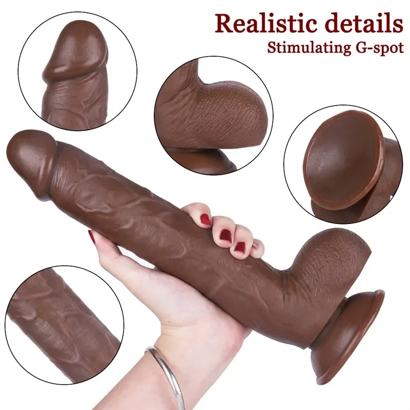 11.5 IN Large Realistic PVC Dildo Brown/ Black/Skin 2 11.5 IN Large Realistic PVC Dildo Brown/ Black/Skin 2